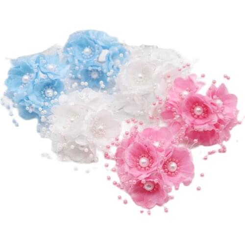 6pcs Artificial Flower 3.5cm Silk Pearl Cherry Blossom Bouquet Wedding Home Decoration DIY Garland Scrapbook Craft Fake Flower