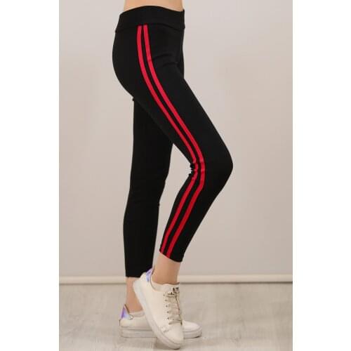 As well Double Stripe Leggings Siyahfuşya - 0216.432