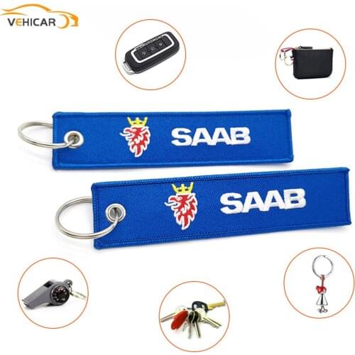 VEHICAR Car Keychain Backpack Embroidery Nylon Weaving For SAAB Auto Styling Accessories Motorcycle Universal