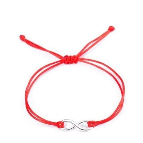 Free Ship 10pcs Red Cord string Infinity symbol Lucky Adjustable Bracelet NE