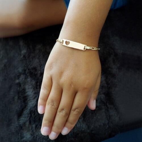 Cute Heart Gold Bracelets Baby Jewelry Childs Armband Christmas African Infant Braclet Pulseira Bebe Bracciali Girls Boy B0438