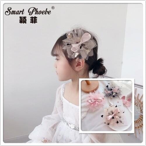 Boutique 15pcs Fashion Cute Tulle Floral Bow Hairpins Glitter Stain Bowknot Hair Clips Princess Headwear Girls Hair Accessories