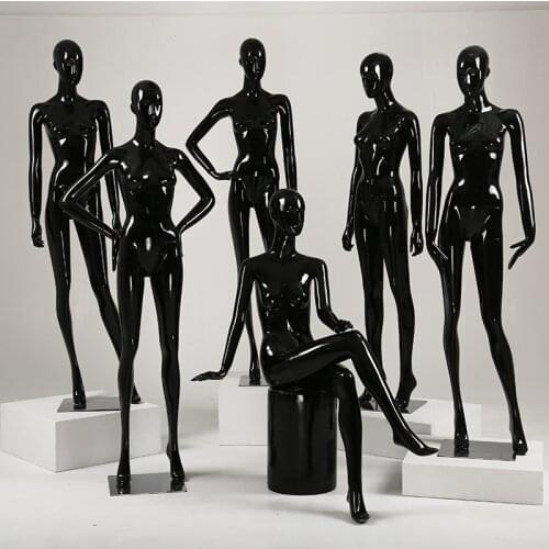 Black Color Female Mannequin Black Female Model Shiny On Sale