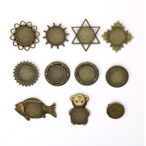 DIY brooch base rivet safety pin beautiful and durable 20mm inner diameter round zinc alloy metal pin 5 pcs/bag Bronze