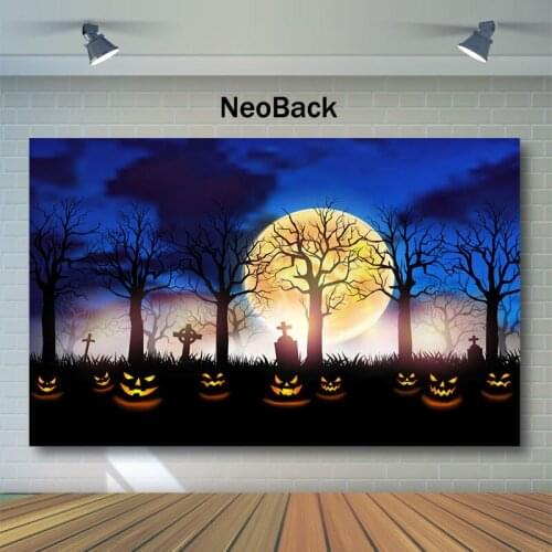 NeoBack Forest Old Trees Halloween Photography Backdrops Night Moon Ghost Specter Background Photography Halloween Party Backdro