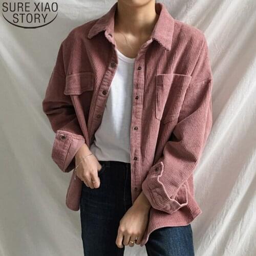 Korean Loose Corduroy Jacket Women 2021 Autumn Casual Cardigan Women Clothing Plus Size Winter Tops Coats and Jackets 11537