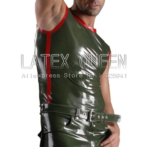 Sleeveless rubber latex army uniforms shirt