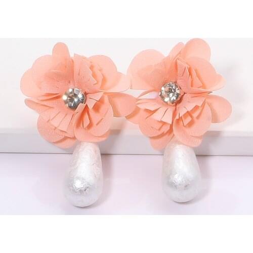 New Colorful Flower Earrings Pearl Zircon Wholesale Rainbow Handmade Cute Statement Engagement Jewelry Ear Ring For Women 2021