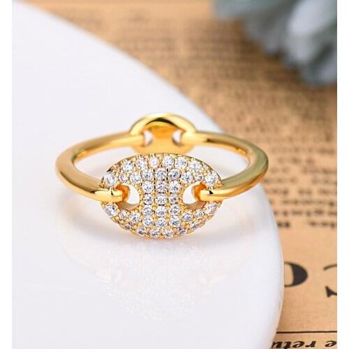 New Sailor Ring Piece Womens Luxury Fashion Smooth Design button gold color simple modern women rings zk45