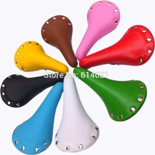 New multicolor men&women vintage Riveted Road Fixie Bike Saddle classic single speed track fixed gear bicycle seat wholesale