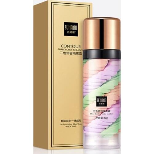 One Step Correct Rainbow Tricolor Makeup Base Isolation Makeup Pre-milk Base Concealer Cream Invisible Pore Brighten Face