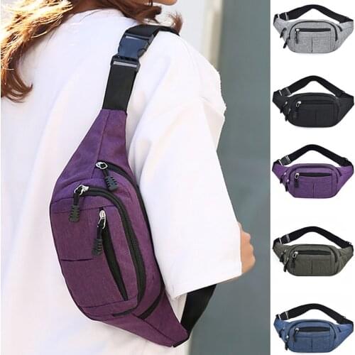 Pure Color Three-layer Zipper Belt Bag For Men And Women Simple Casual Oxford Cloth Belt Bag Travel Carry Messenger Bag#y30