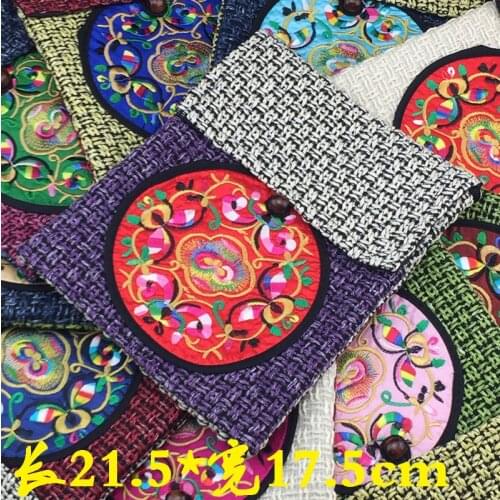Wholesale 10PCS Chinese style ethnic style handicraft embroidery small crossbody bag burlap bag storage bag gift