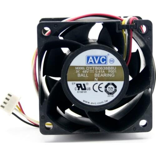 Original AVC 6038 DC 48V 0.41A 60*60*38MM DYTB0638B8U 4 Wire Large Air Volume 6CM Industrial Equipment Cooling Fan