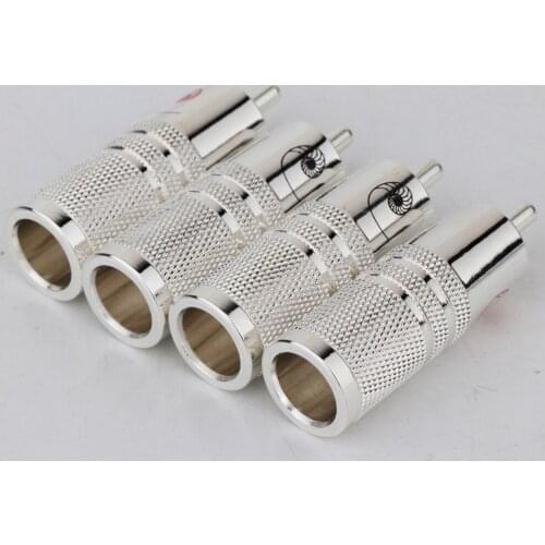 Preffair 4pcs Hi-end Audio RCA Plug R1702 RCA Connector Silver Plated RCA Plug HiFi Audio RCA Plug Connector