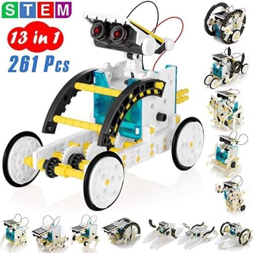DIY 13 In 1 Solar Panel Powered Robot Kit DIY Assembled Science Educational Toys For Children Boy Transformation Robot STEM Gift