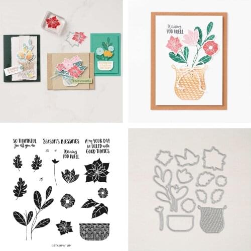 Flower Basket Stamps And Dies New Arrival 2021 Scrapbook Dariy Decoration Stencil Embossing Template Diy Greeting Card Handmade
