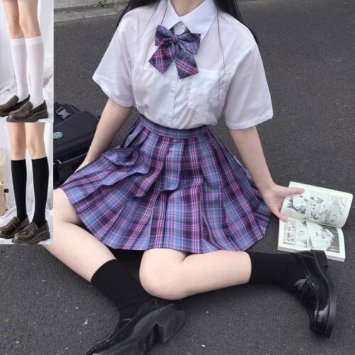 2021 Japanese Student Jk Uniform Suit Clothes for High School Girls Pleated Skirts White Shirt Anime Cosplay Costume Seifuku