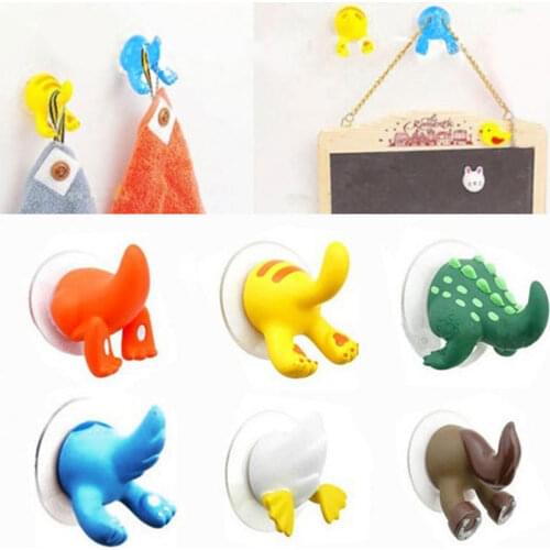 Lovely Cartoon Animal Tail Shape Sucker Kitchen Bathroom Wall Hook Strong Vacuum Suction Cup Hooks Kitchen Bathroom
