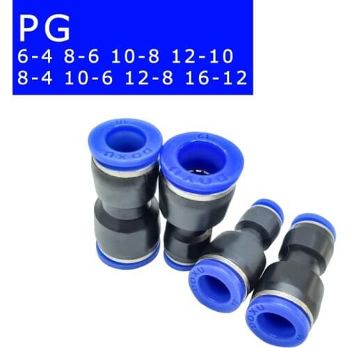 High Quality PG Series 30PCS Unequal Diameter Air Tube Fitting Straight Union,One Touch Push In Pneumatic Fitting Connectors