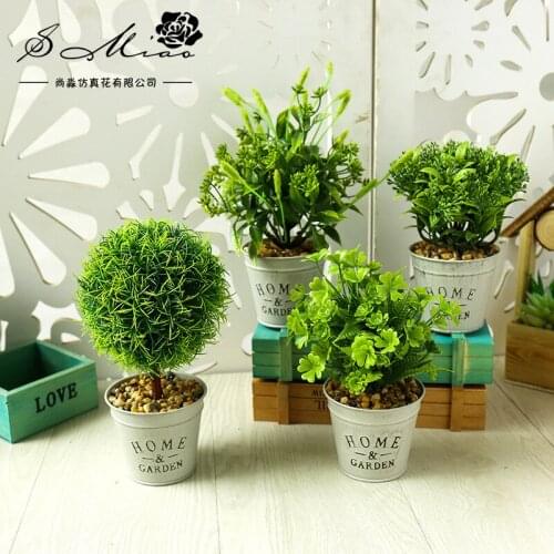 Green Artificial Plants Bonsai Small Tree Pot Plants Simulation Plastic Flowers Potted Ornaments Home Hotel Garden Decoration