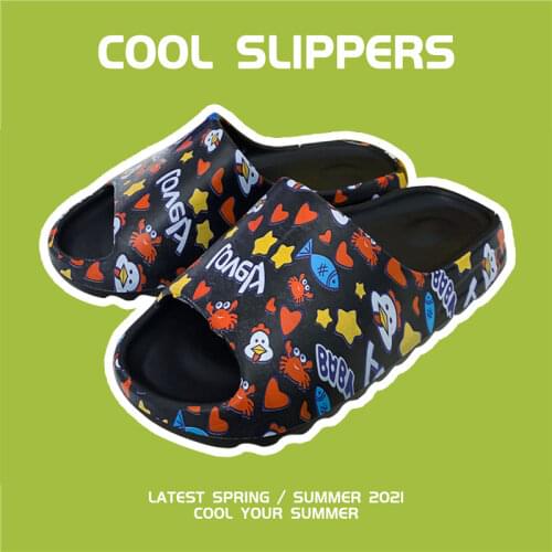 House Slippers For Women Platform Sandals Fish Mouth Flip Flops Cool Beach Slides Soft Non-Slip Cute Cartoon Home Womens Shoes