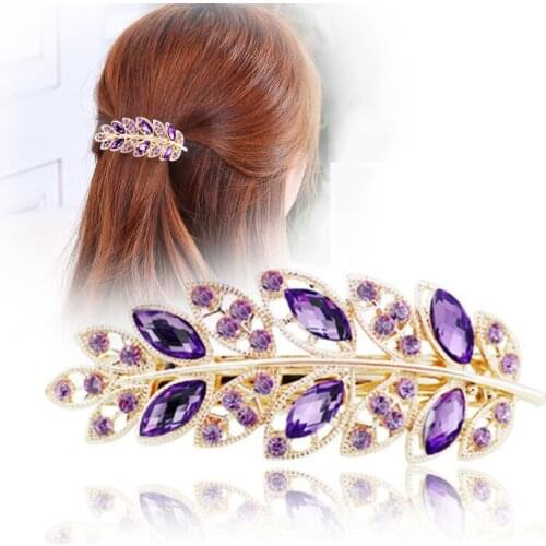 New Luxury Leaf Wedding Hair Pins for Women Clips Gold Girls Head Hair Jewelry Rhinestone Bride Accessories Bridal Hair Connect