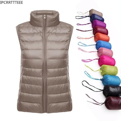 Ultralight Down Vest Women 2021 New Sleeveless Women White Duck Down Waistcoat Puffy Padded Warm Vest Jacket