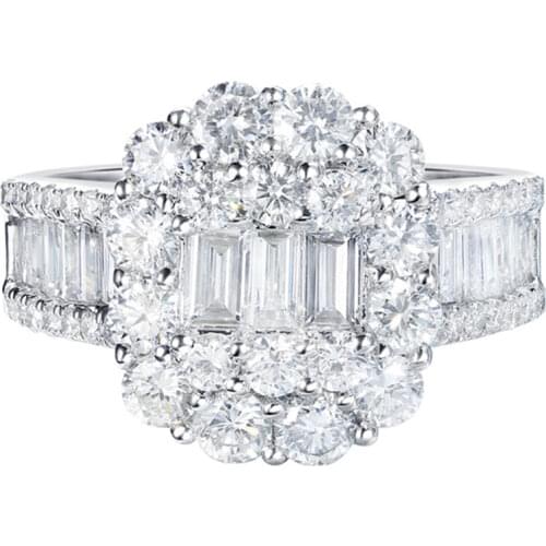 Original Design 925 Sterling Silver Rings Women Rectangular Luxury Full Diamond Engagement Exquisite and Elegant Fine Jewelry