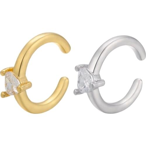 ZHUKOU 1 piece 2020 trend gold/silver color ear cuffs CZ crystal C shape Ear Clips No Pierced earrings for women Jewelry VE318