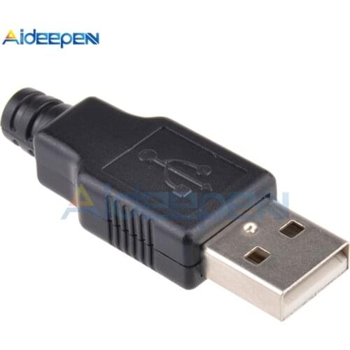 New 10pcs Type A Male USB 4 Pin Plug Socket Connector With Black Plastic Cover