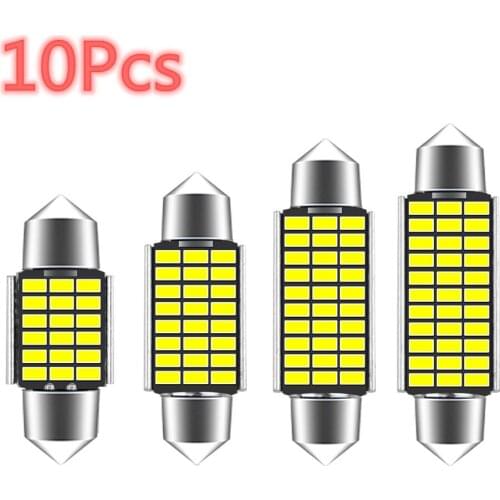 10Pcs/Lot T10 W5W LED c5w led 31mm 36mm 39mm 41mm 18SMD 4040 Chips LED Festoon Bulb Car Dome Light Auto Interior Reading Lamp