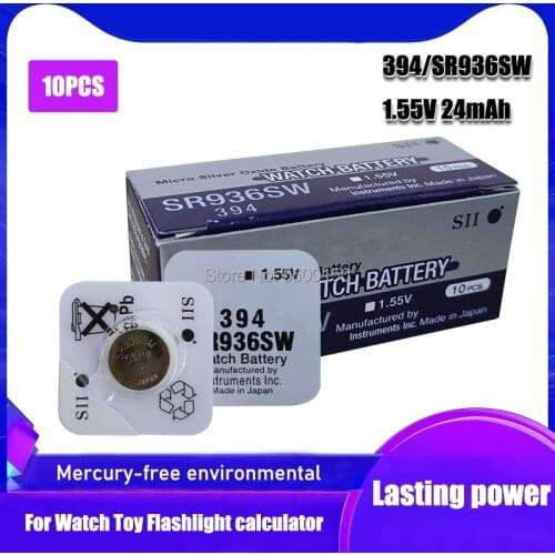 10pcs Silver Oxide Cell Coin Battery FOR SEIZAIKEN 1.55V AG9 LR936 LR45 Button Batteries 394 SR936 194 SR936SW G9A AG 9