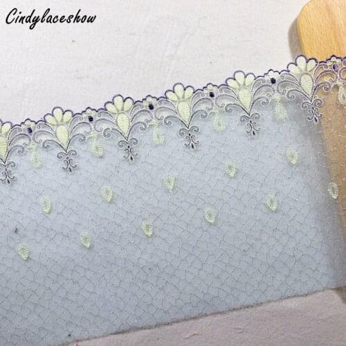 2Yards Guipure Embroidered Lace Trim Tulle Silver Thread Flowers Sewing Lace Fabrics DIY Craft Clothes Accessories Lace Applique
