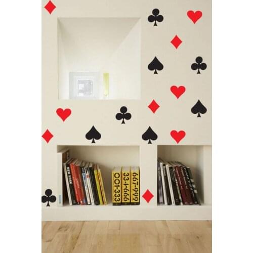 20PCS Modern Fashion Playing Card Pattern Wall Decal Poker Vinyl Wall Stickers Club Spades Hearts Diamond Design Decor SYY947