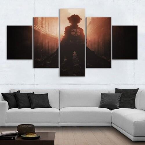 HD Print Anime Character Canvas Painting Home Decor 5pcs Poster Modular Attack Titan Picture Modern Living Room Wall Art Framed