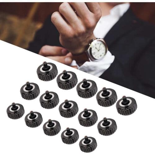 5pcs Steel Watch Crown Watch Head Watchmaker Repairing Parts Replacement Accessories Black