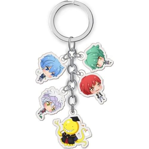 5 in 1 Anime Assassination Classroom Keychain Cartoon Figure Korosensei Shiota Nagisa Kayano Acrylic Pendant Keyring