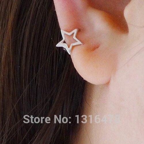 925 sterling silver earring Hollow star butterfly ear bone ear ring ear buckle Lovely Generous personality girl boy ear jewelry