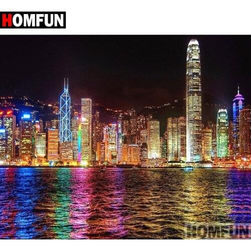 HOMFUN Diamond painting "High building" Full Square/Round Drill Wall Decor Inlaid Resin Embroidery Craft Cross stitch A02649