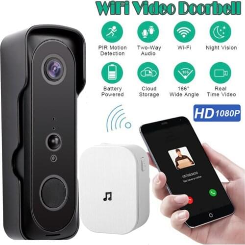 1080P Wireless Smart WiFi Doorbell Video Phone Door Visual Ring Intercom PIR Two-way Talk Door Bell Home Security Camera Bell