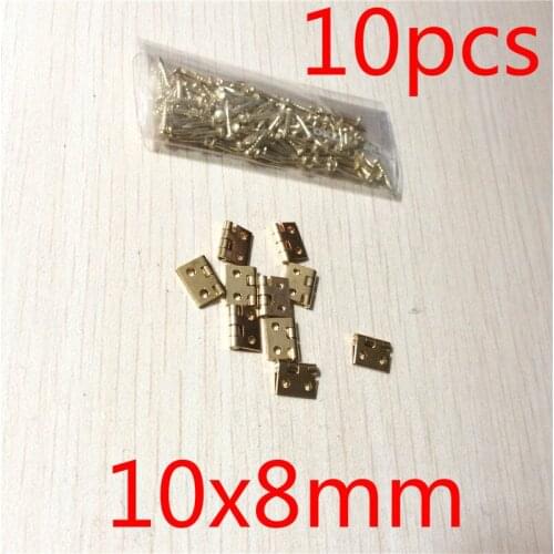 30Pcs 10x8mm Brass Mini Hinge Decor Door Hinges Wooden Gift Jewelry Box Hinge Fittings for Furniture Hardware+Nail
