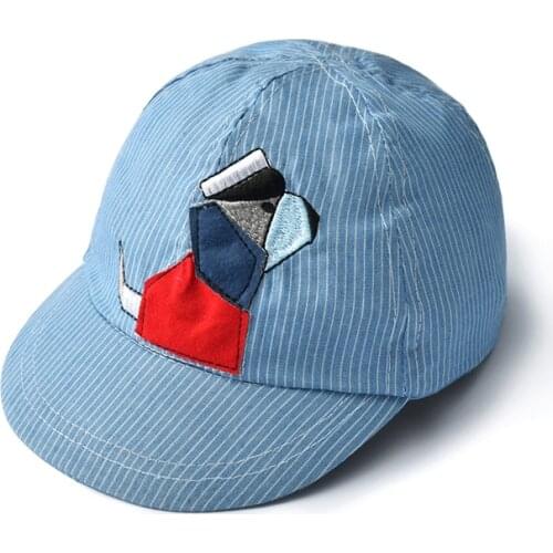 Childrens Cap Spring And Autumn Summer Sun Hat Dog Cartoon Geometric Embroidery Hat Boys Cotton Baseball Cap