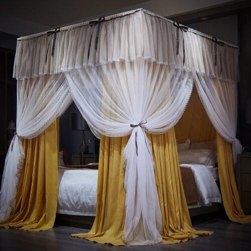 European Palace Style Double-layer Shading, Wind, Mosquito And Dustproof Multi-Purpose Palace White Lace Mosquito Net Bed Mantle