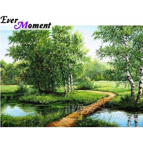 Ever Moment Diamond Painting Natural Scenery 5D Diamond Embroidery Landscape Green Trees Mosaic Diamond Picture Decor ASF1073