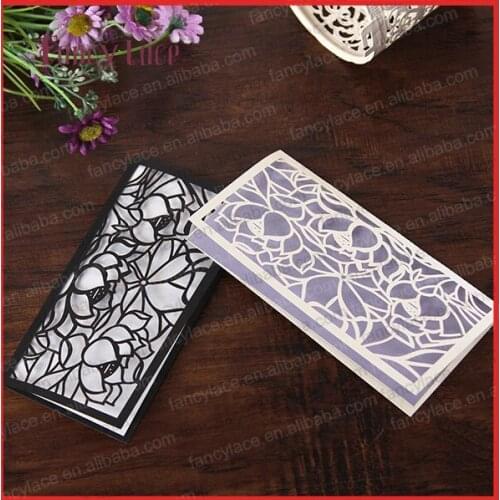 Fancylace Wholesale Customized Paper Laser Cut High Quality Chinese Lotus Leaves Wedding Invitation Cards, Greeting Cards 50PCS