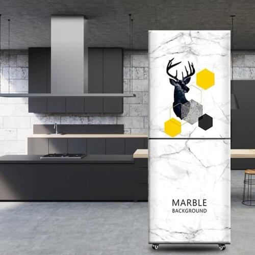 Ins 3D Self Adhesive Film Door Vinyl Kitchen Fridge Cover Stickers Refrigerator Freeze Cover Wallpaper Pvc