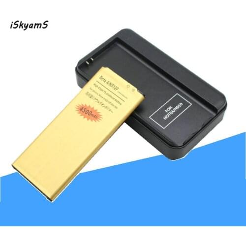 ISkyamS 1x EB-BN910BBE Note4 Gold Battery + Charger for Samsung Galaxy Note 4 N910H N910A N910C N910U N910F N910X N910V N910P