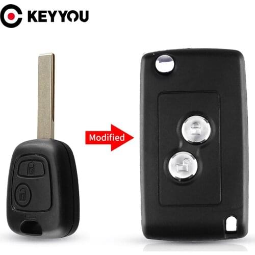 KEYYOU For Citroen C1 C2 C3 C4 Picasso Xsara For Peugeot 206 306 307 107 207 407 Partner 2 Button Modified Remote Car key Case