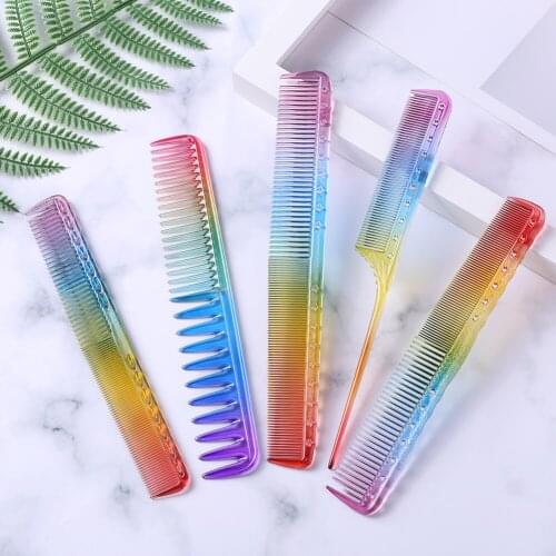 Classic Haircut Hairdresser Comb Heat Resistant Colorful Rainbow Comb Hairdressing Tool Personal Beauty Caring Products